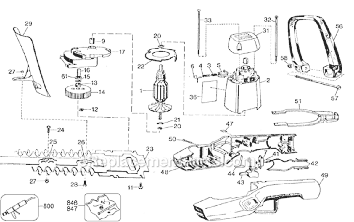 Page A Diagram and Parts List for TR250 Type 1 Black and Decker Hedge Trimmer